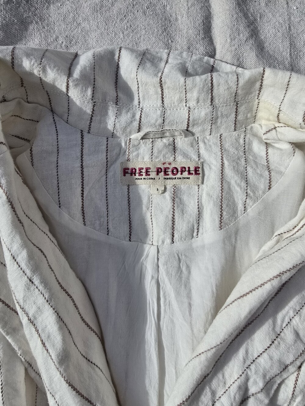 Free People White Striped Lightweight Blazer Jacket